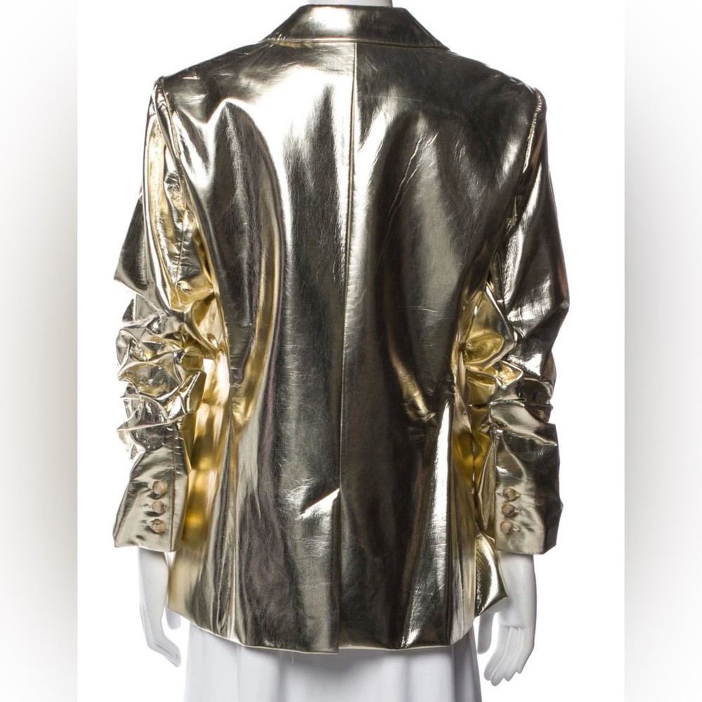 CINQ À SEPT Khloe Metallic Faux Leather Blazer Size 2 NWT - Picture 5 of 12